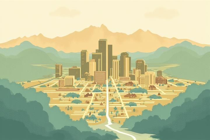 Artistic map highlighting Denver locations and Quartz Quench's community involvement