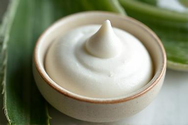 Rich, creamy shaving lather made from natural, chemical-free ingredients, artfully dolloped in a ceramic bowl.
