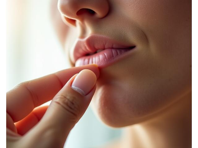 A person gently applying a soothing aftershave balm to sensitive skin after shaving, in gentle light.