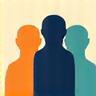 Icon of a group of people forming a community, symbolizing access to a supportive network.