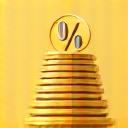 Illustration of stacked coins and a percentage symbol, representing financial savings through purchasing a kit.