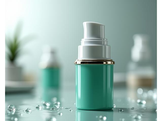 Close-up of a travel-size shaving cream tube with a secure, drip-free cap, water droplets beading off its surface, illustrating leak-proof design.